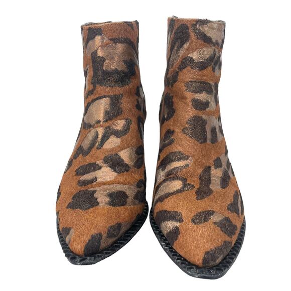 Kat Maconie Metallic Animal Print Heeled Ankle Boot Sz 7 Western Leather Party - Picture 3 of 9